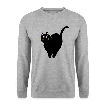 Chat noir effrayé - Sweat-shirt Unisexe - gris chiné - Devant - Alina (178cm) & Michal (187cm)