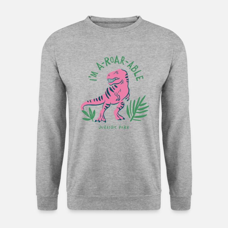 Jurassic Park T-Rex I'm A-ROAR-ABLE - Unisex Pullover - Weißgrau meliert