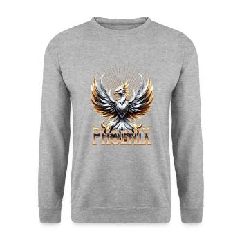 Phoenix Mythischer Vogel - Unisex Pullover - Weißgrau meliert - Vorne - Alina (178cm) & Michal (187cm)