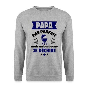 Papa pas parfait, mais au barbecue je déchire - Sweat-shirt Unisexe - gris chiné - Devant - Alina (178cm) & Michal (187cm)