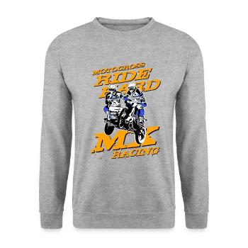 Sidecar Moto Cross - Unisex Pullover - Weißgrau meliert - Vorne - Alina (178cm) & Michal (187cm)