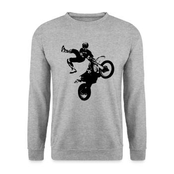 Freestyle Motocross - FMX - Unisex Pullover - Weißgrau meliert - Vorne - Alina (178cm) & Michal (187cm)