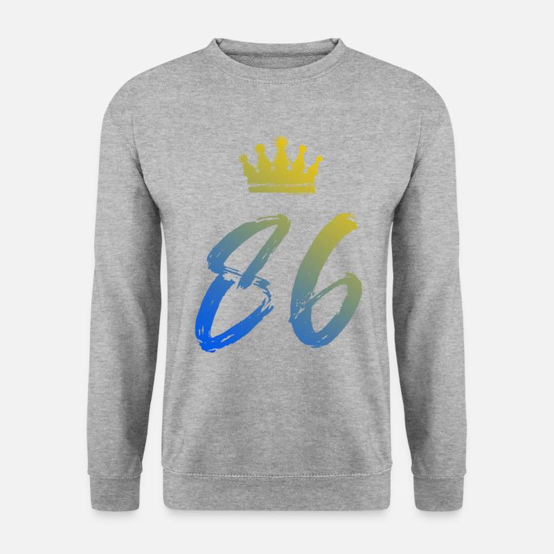 86 Zahl Krone - Unisex Pullover - Weißgrau meliert