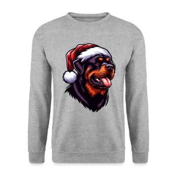 Rottweiler Weihnachtsstimmung - Unisex Pullover - Weißgrau meliert - Vorne - Alina (178cm) & Michal (187cm)