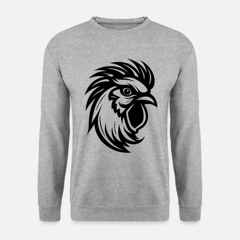 Hahn Tier - Unisex Pullover - Weißgrau meliert