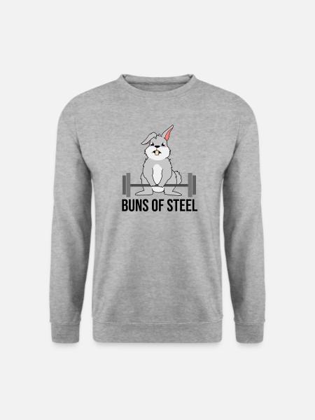 Buns Of Steel Hase Bunny - Unisex Pullover - Weißgrau meliert