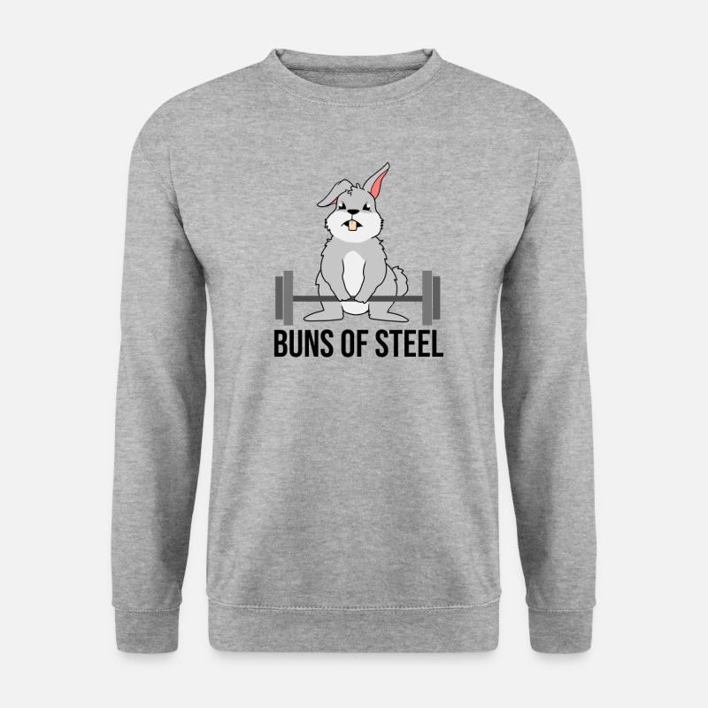 Buns Of Steel Hase Bunny - Unisex Pullover - Weißgrau meliert