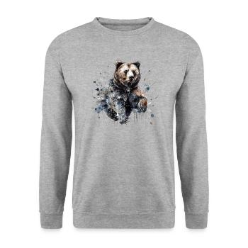 Ours - Sweat-shirt Unisexe - gris chiné - Devant - Alina (178cm) & Michal (187cm)