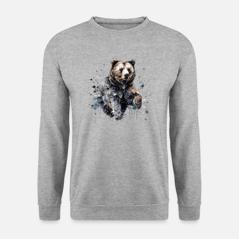 Bär - Unisex Pullover - Weißgrau meliert