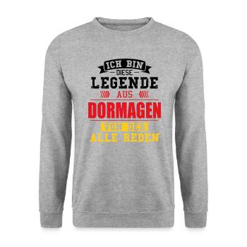 Stadt Dormagen Deutschland Legende Spruch - Unisex Pullover - Weißgrau meliert - Vorne - Alina (178cm) & Michal (187cm)