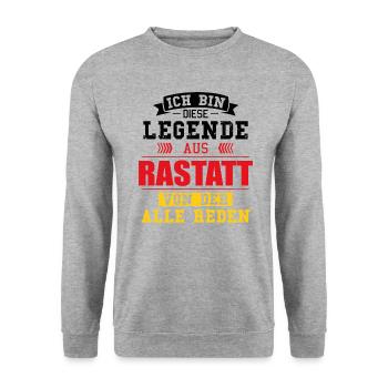Stadt Rastatt Deutschland Legende Spruch - Unisex Pullover - Weißgrau meliert - Vorne - Alina (178cm) & Michal (187cm)