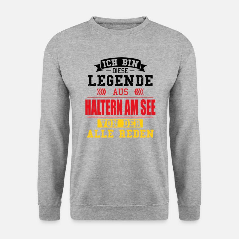 Stadt Haltern am See Deutschland Legende Spruch - Unisex Pullover - Weißgrau meliert