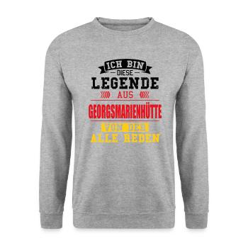 Stadt Georgsmarienhütte Deutschland Legende Spruch - Unisex Pullover - Weißgrau meliert - Vorne - Alina (178cm) & Michal (187cm)