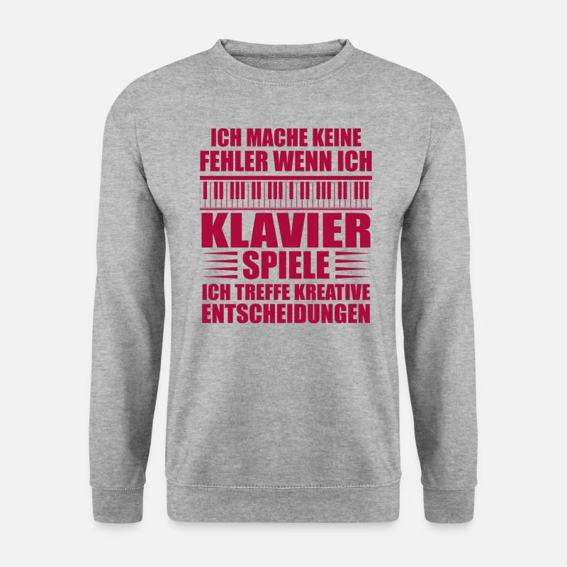 Pianisten Witz Geschenk für Klavier Spieler - Unisex Pullover - Weißgrau meliert