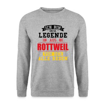 Stadt Rottweil Deutschland Legende Spruch - Unisex Pullover - Weißgrau meliert - Vorne - Alina (178cm) & Michal (187cm)