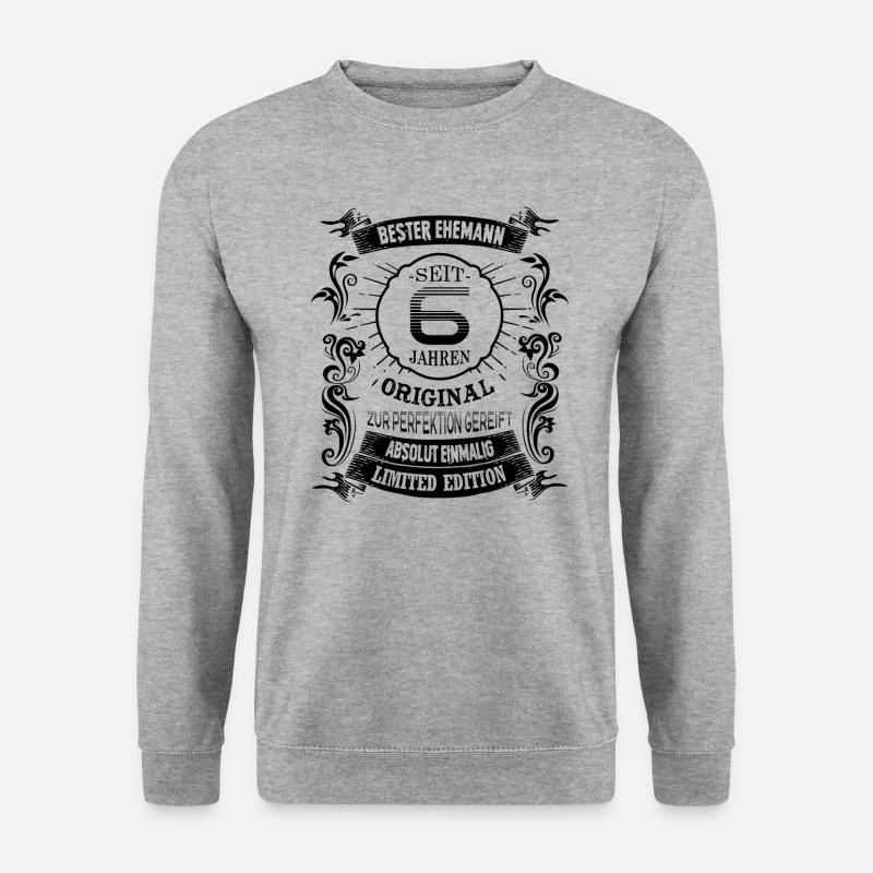 6 Hochzeitstag Seit 6 Jahren Zuckerhochzeit Ehe - Unisex Pullover - Weißgrau meliert
