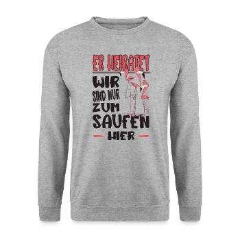 Junggesellenabschied Polterabend Team Bräutigam - Unisex Pullover - Weißgrau meliert - Vorne - Alina (178cm) & Michal (187cm)