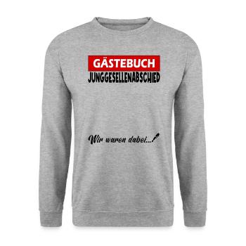 Junggesellenabschied Gästebuch Bräutigam - Unisex Pullover - Weißgrau meliert - Vorne - Alina (178cm) & Michal (187cm)