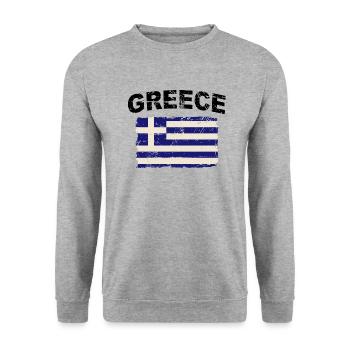 Greece Flag - Griechenland Flagge - Unisex Pullover - Weißgrau meliert - Vorne - Alina (178cm) & Michal (187cm)