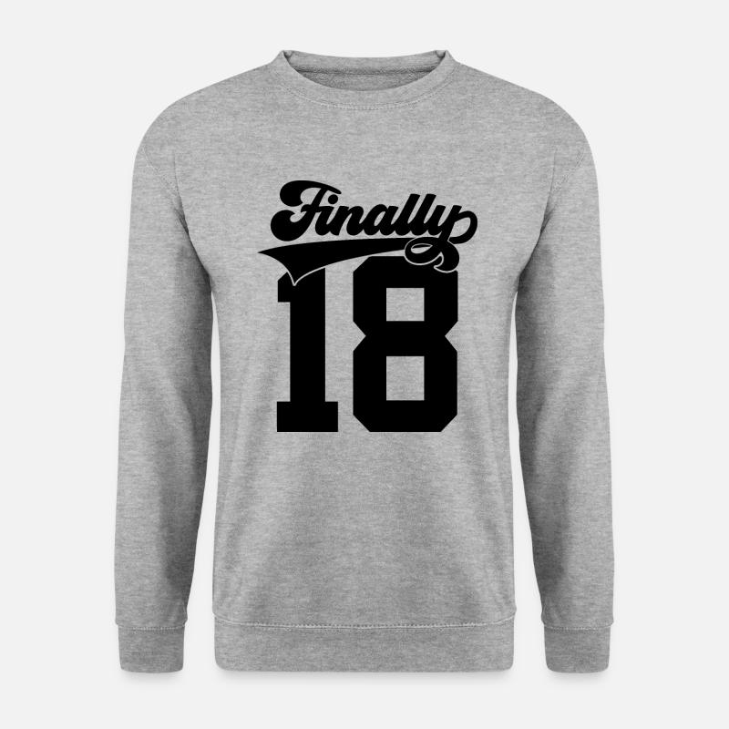 FINALLY 18 VOLLJÄHRIG 18. GEBURTSTAG ENDLICH 18 - Unisex Pullover - Weißgrau meliert