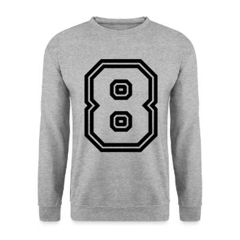 Symbole numérique 8 - Sweat-shirt Unisexe - gris chiné - Devant - Alina (178cm) & Michal (187cm)