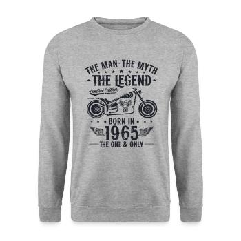 1965 Vintage homme mythe légende moto - Sweat-shirt Unisexe - gris chiné - Devant - Alina (178cm) & Michal (187cm)
