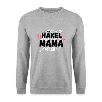 Häkelmama! Häkeln Mutter rote herzen grau weiß - Unisex Pullover - Weißgrau meliert - Vorne - Alina (178cm) & Michal (187cm)