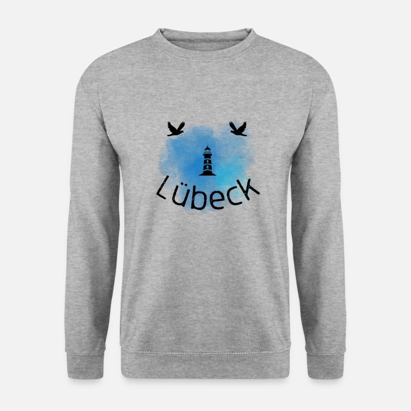 Maritimer Leuchtturm Lübeck - Unisex Pullover - Weißgrau meliert