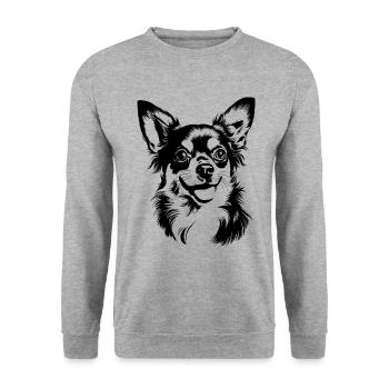 Chihuahua - Unisex Pullover - Weißgrau meliert - Vorne - Alina (178cm) & Michal (187cm)