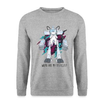 Rick And Morty Snuffles Wo Sind Meine Hoden - Unisex Pullover - Weißgrau meliert - Vorne - Alina (178cm) & Michal (187cm)