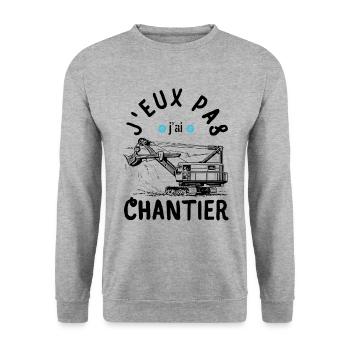 J Peux Pas j ai chantier - Sweat-shirt Unisexe - gris chiné - Devant - Alina (178cm) & Michal (187cm)