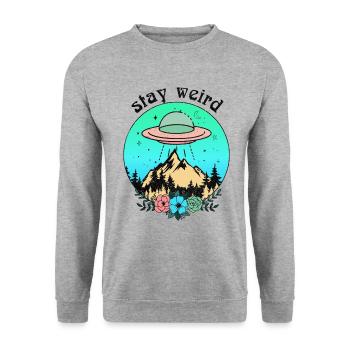 Restez bizarre OVNI - Sweat-shirt Unisexe - gris chiné - Devant - Alina (178cm) & Michal (187cm)