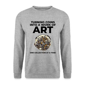 Coin Collecting Collector Numismatic Numismatist - Unisex Sweatshirt - salt & pepper - Front - Alina (178cm) & Michal (187cm)