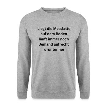 Messlatte / dumme Menschen - lustiger Spruch - Unisex Pullover - Weißgrau meliert - Vorne - Alina (178cm) & Michal (187cm)