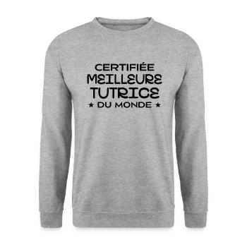 Certified Best Tutor in the World - Unisex Sweatshirt - salt & pepper - Front - Alina (178cm) & Michal (187cm)