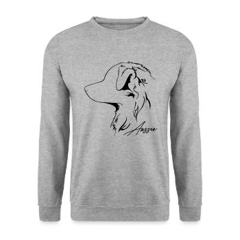 AUSSIE Australian Shepherd Hunde Hütehund Wilsigns - Unisex Pullover - Weißgrau meliert - Vorne - Alina (178cm) & Michal (187cm)