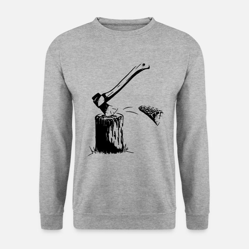Axt & Brennholz - Unisex Pullover - Weißgrau meliert