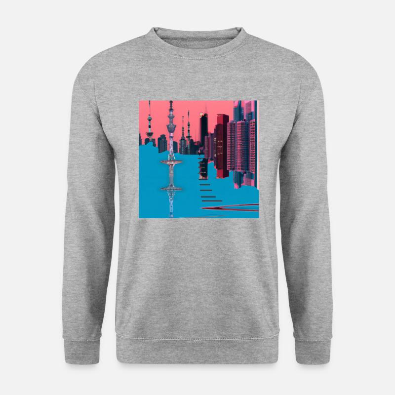 Abstrakt - Unisex Pullover - Weißgrau meliert