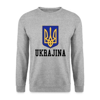 Ukraine - Unisex Pullover - Weißgrau meliert - Vorne - Alina (178cm) & Michal (187cm)