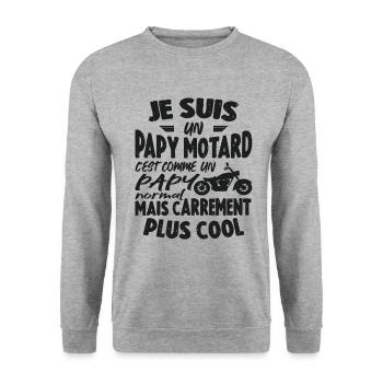 Je Suis Un Papy Motard Plus Cool - Sweat-shirt Unisexe - gris chiné - Devant - Alina (178cm) & Michal (187cm)