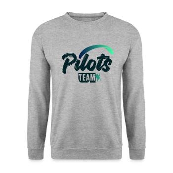 Pilots Team Gleitschirm - Unisex Pullover - Weißgrau meliert - Vorne - Alina (178cm) & Michal (187cm)