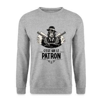 C'est qui le patron - Sweat-shirt Unisexe - gris chiné - Devant - Alina (178cm) & Michal (187cm)