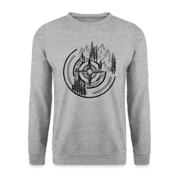 Compass Mountains - Unisex Pullover - Weißgrau meliert - Vorne - Alina (178cm) & Michal (187cm)