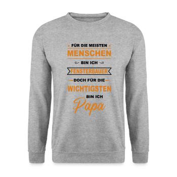 Fensterbauer Glaser Handwerker Monteur Papa Vater - Unisex Pullover - Weißgrau meliert - Vorne - Alina (178cm) & Michal (187cm)
