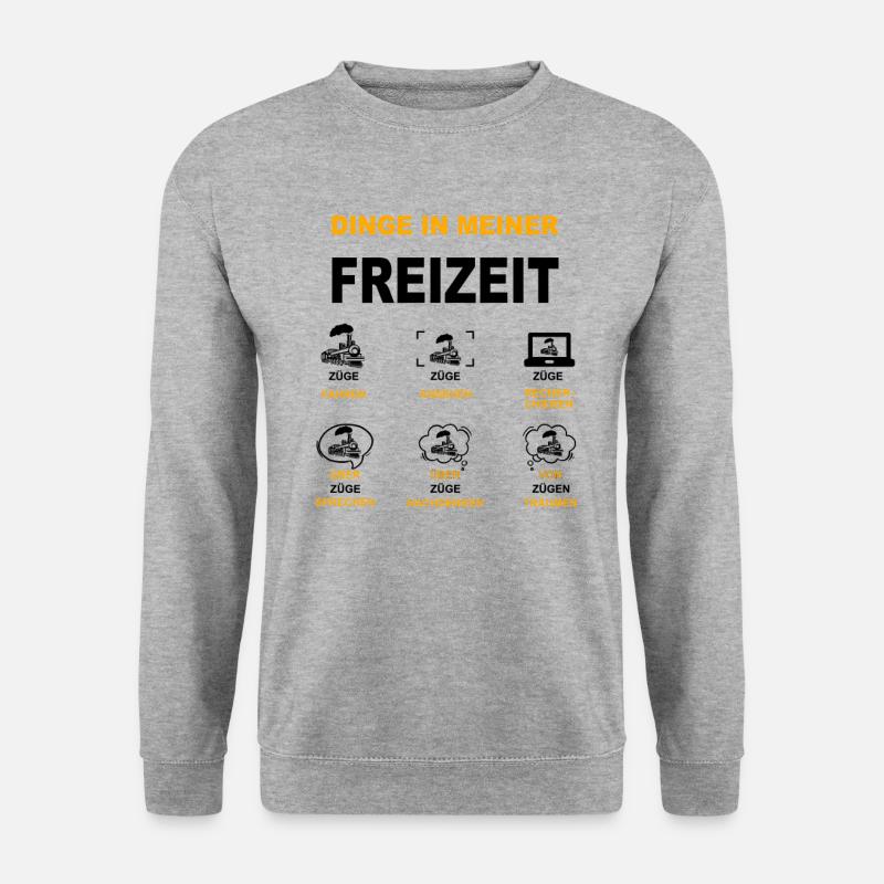 Modelleisenbahn Dampflok Modellbau Zug Lok Spruch - Unisex Pullover - Weißgrau meliert