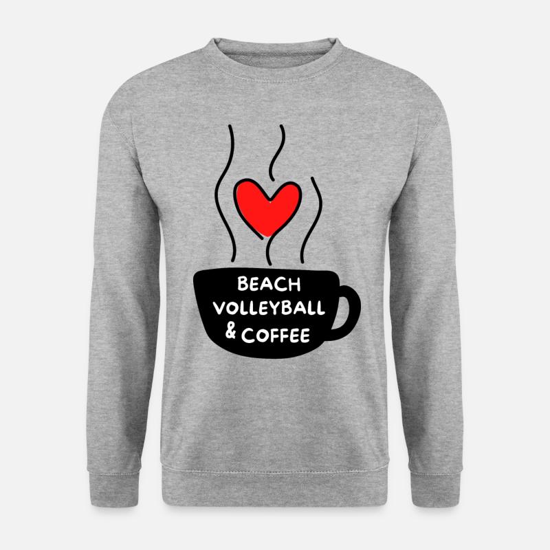 Beachvolleyball & Kaffee. - Unisex Pullover - Weißgrau meliert