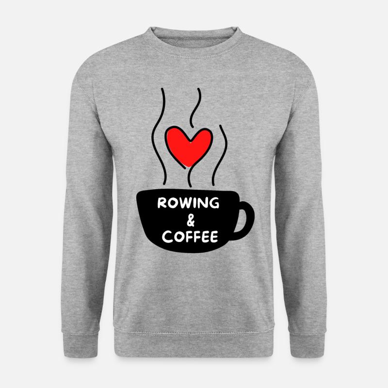 Rudern und Kaffee - Unisex Pullover - Weißgrau meliert