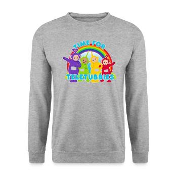 Teletubbies Time For Teletubbies - Unisex Pullover - Weißgrau meliert - Vorne - Alina (178cm) & Michal (187cm)