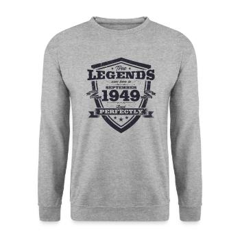 75th Birthday Original August 1949 Born 1949 - Unisex Sweatshirt - salt & pepper - Front - Alina (178cm) & Michal (187cm)