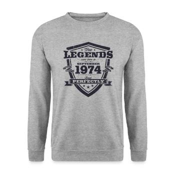 50th Birthday Original August 1974 Born 1974 - Unisex Sweatshirt - salt & pepper - Front - Alina (178cm) & Michal (187cm)